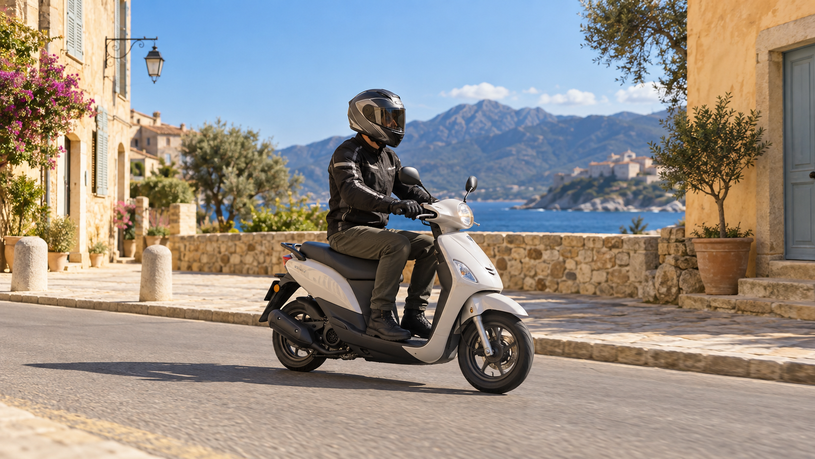 Scooter 50 cm³ en ville méditerranéenne